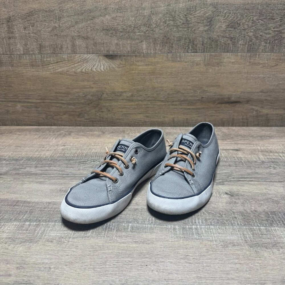 Sperry Top Sider Pier View Gray Canvas Boat Shoes Women's Size 7